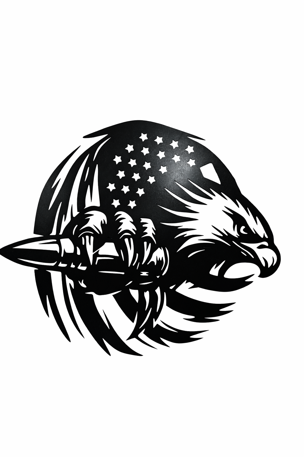 12" Patriotic Eagle Metal Wall Sign – American Flag Bullet Design